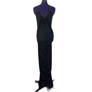 All Saints Black Leather Maxi Dress